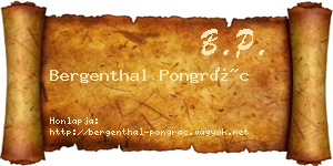 Bergenthal Pongrác névjegykártya